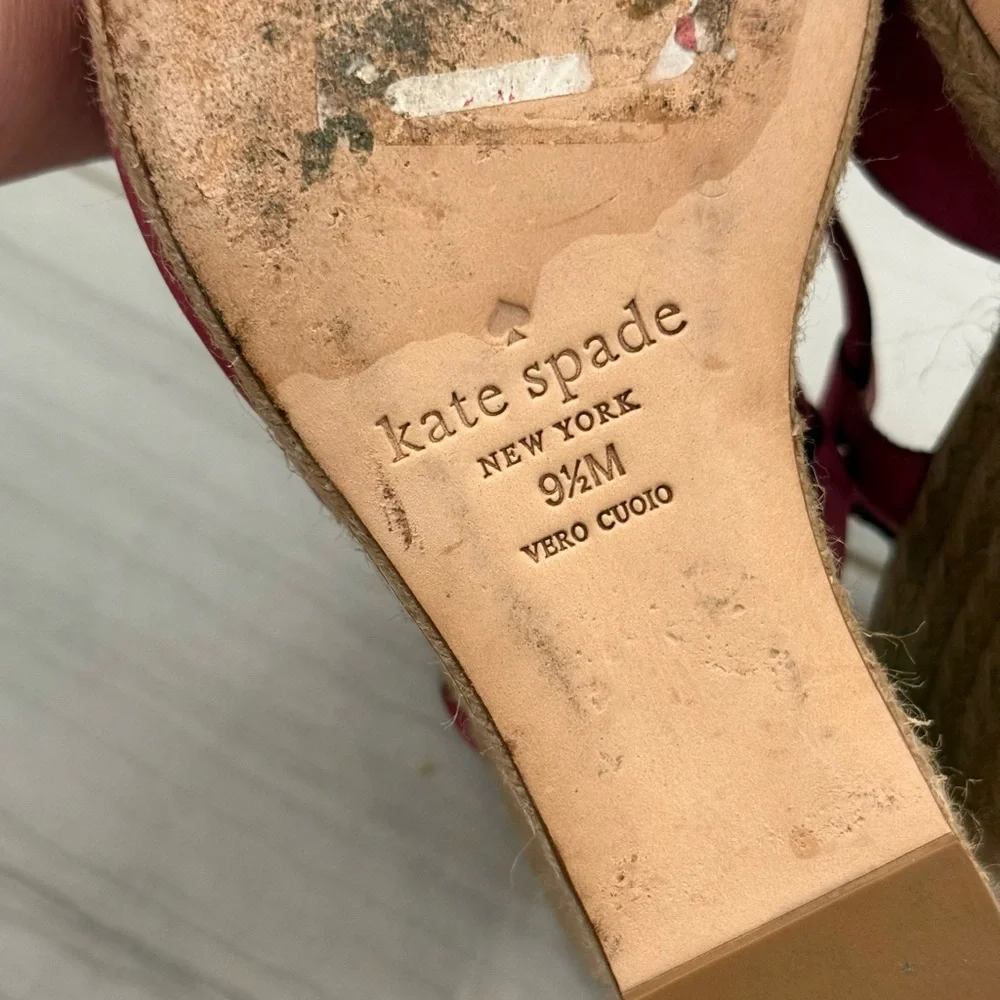 Kate Spade Hot Pink Leather Wedge Sandals, Size 9.5
